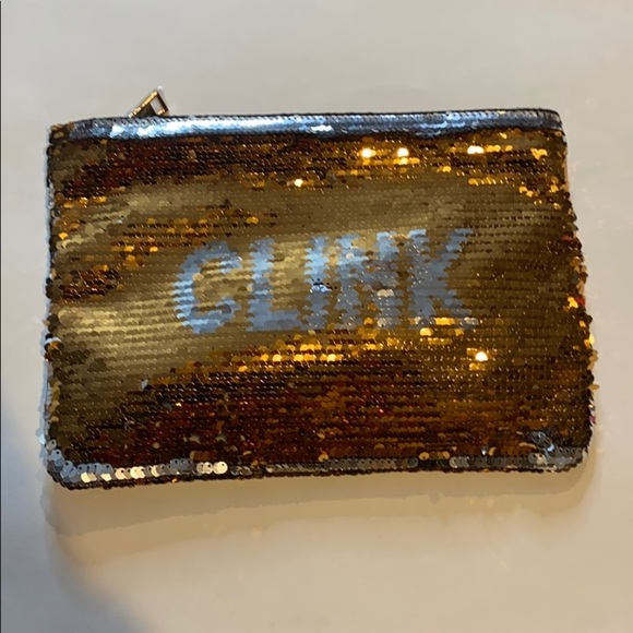 POP/CLINK REVERSIBLE SEQUIN ZIPPER HOLIDAY‎ CLUTCH - Picture 2 of 3